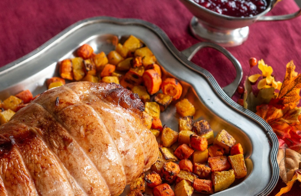 smoked turkey breast with cranberry and apple stuffing